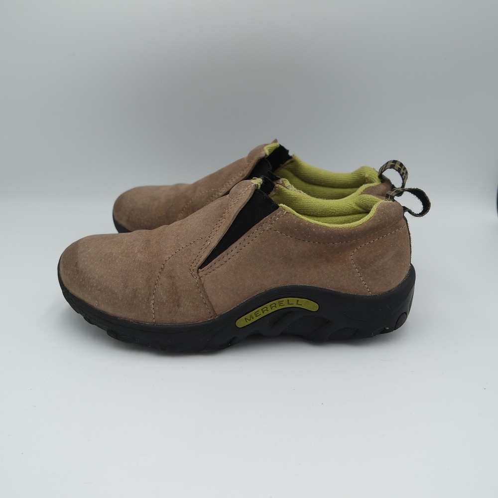 Merrell Kids Jungle Moc Brown Suede Slip On Hiking Loafer Shoes Kids Size 2